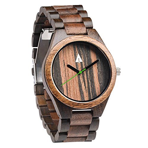 Amazon.com: treehut Wooden Watch for Men with Adjustable Band and Stainless  Steel Clasp – Japanese Quartz Analog Watch with Gift Box – Wrist Wood Watch  Made from Ebony & Redwood Great Gifts